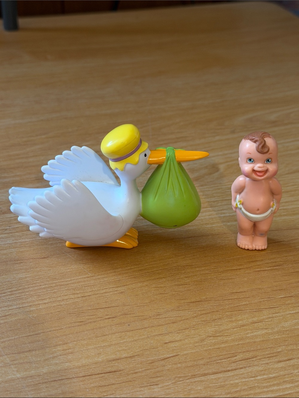 Special Delivery Stork Cake Topper & Vintage 1991 Galoob Magic Diaper Babies PVC